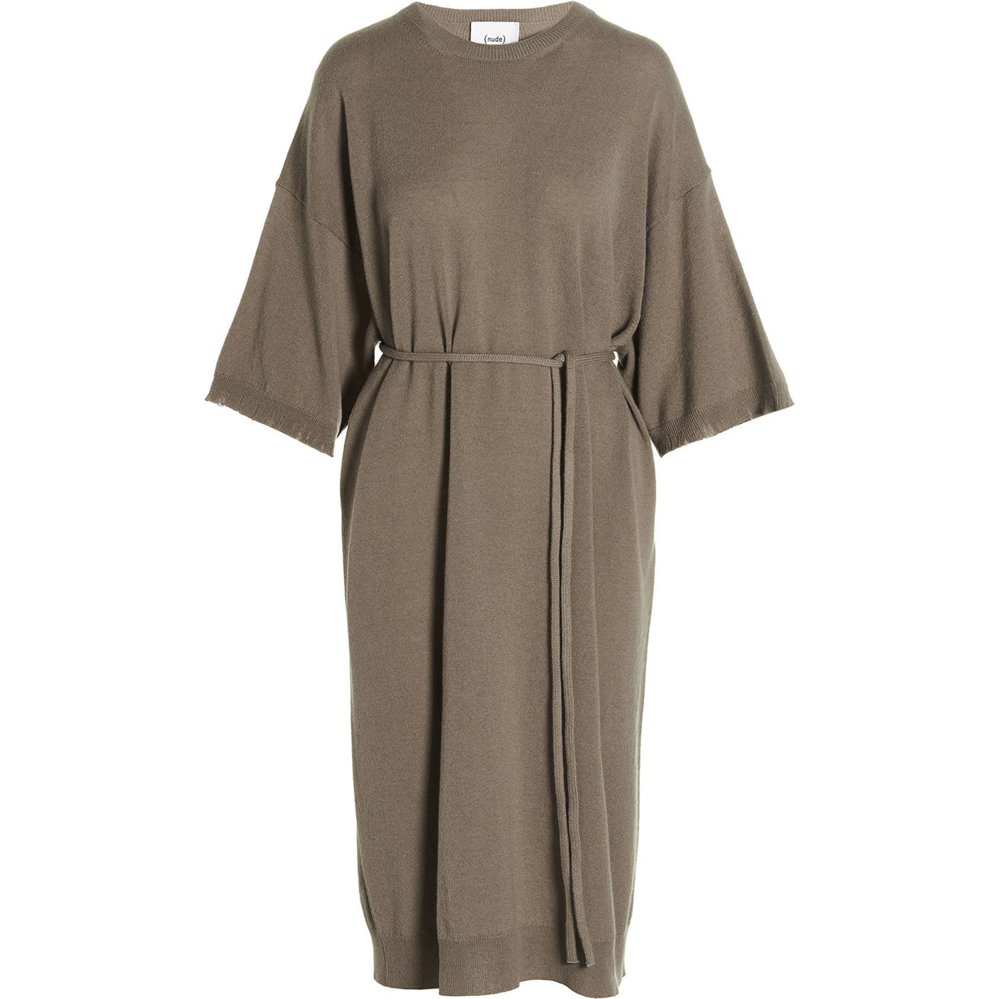 Beige Virgin Wool Long Dress