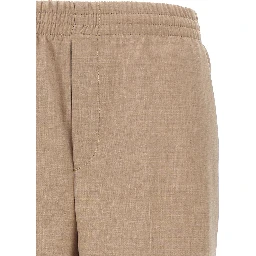 Beige Polyester Casual Pants