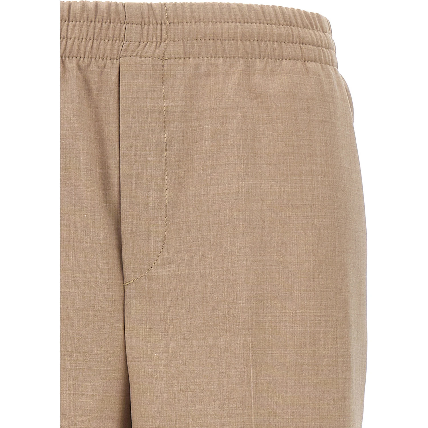 Beige Polyester Casual Pants