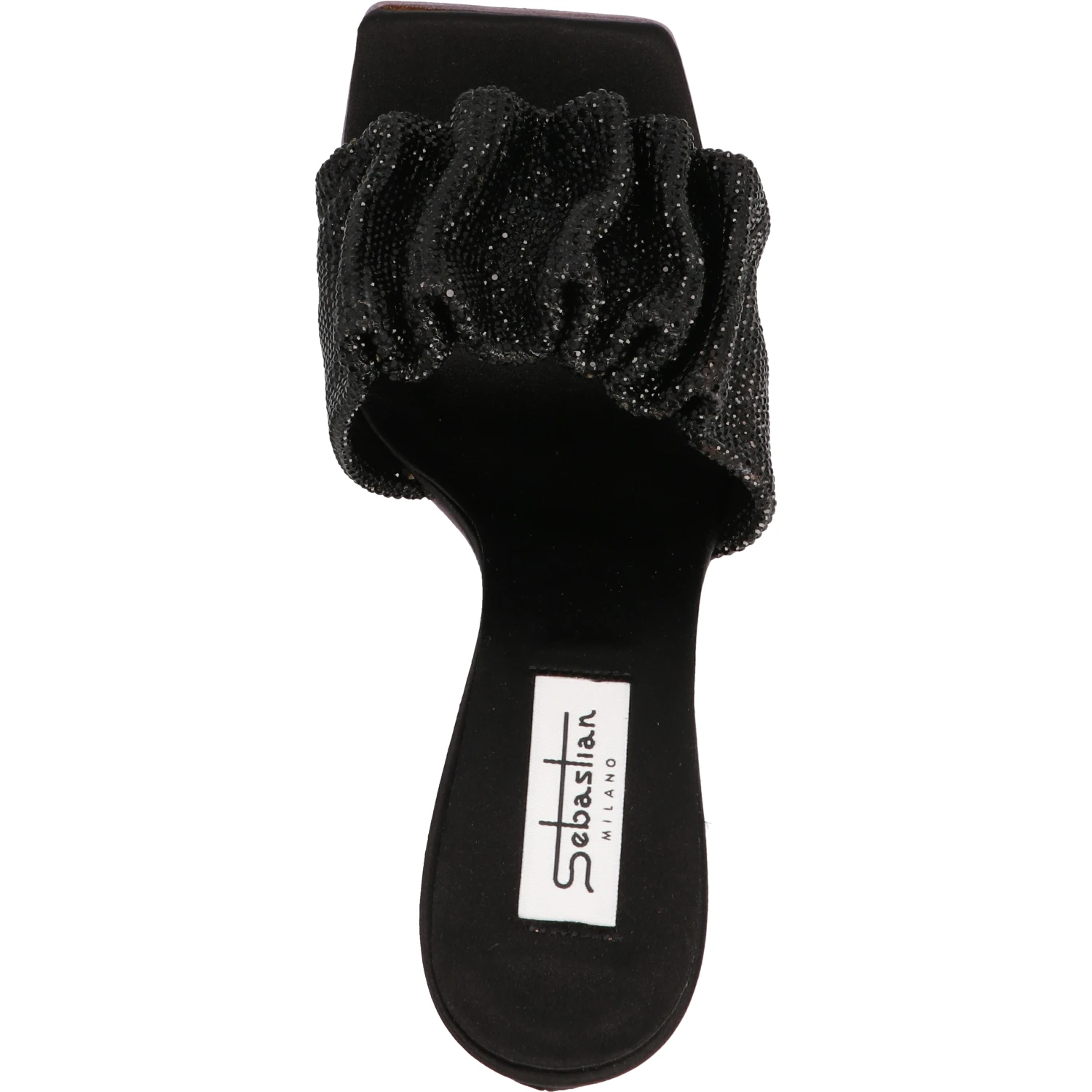Black Goatskin Stiletto Heel Sandals