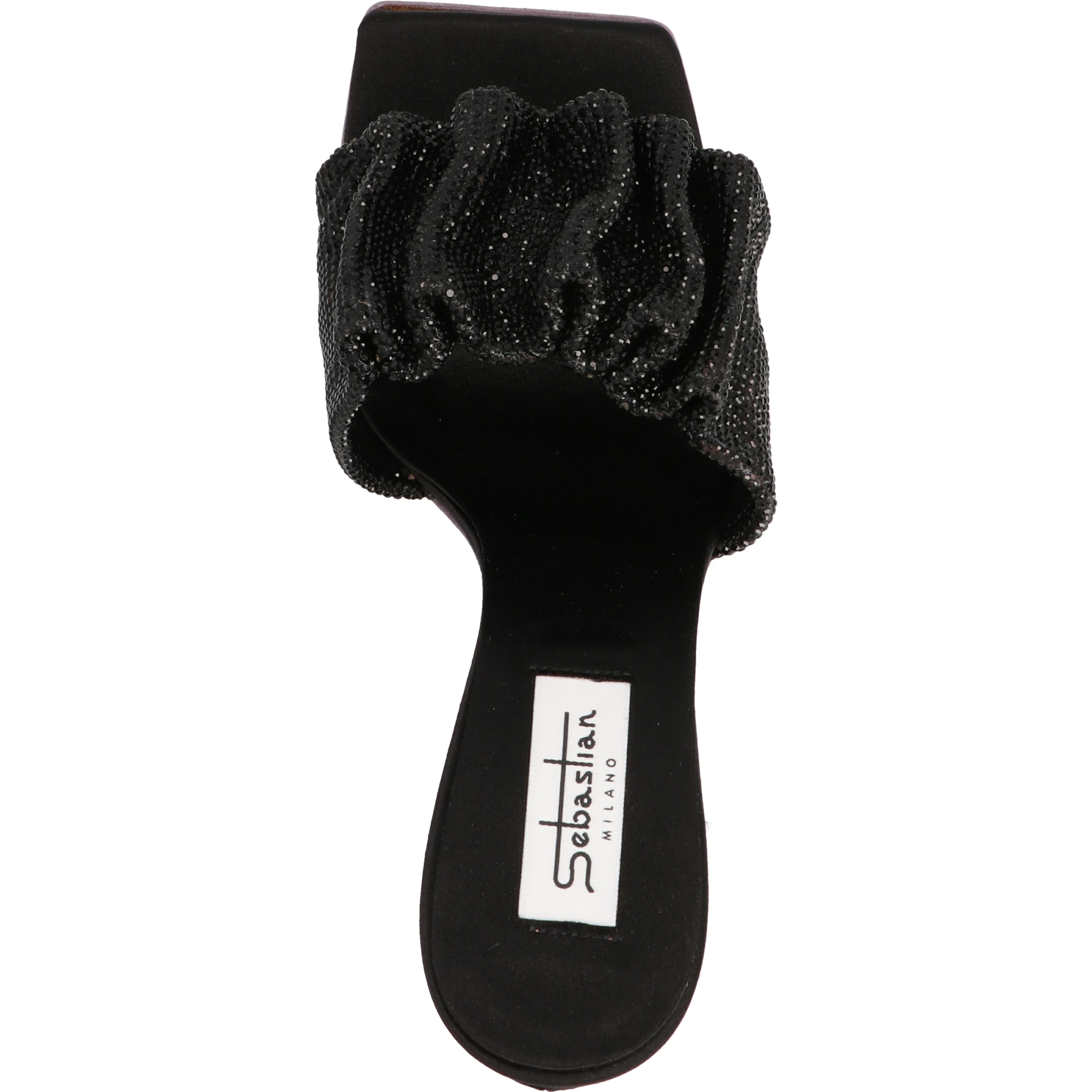 Black Goatskin Stiletto Heel Sandals