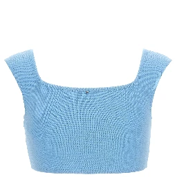 Blue Cotton Sleeveles T-Shirt