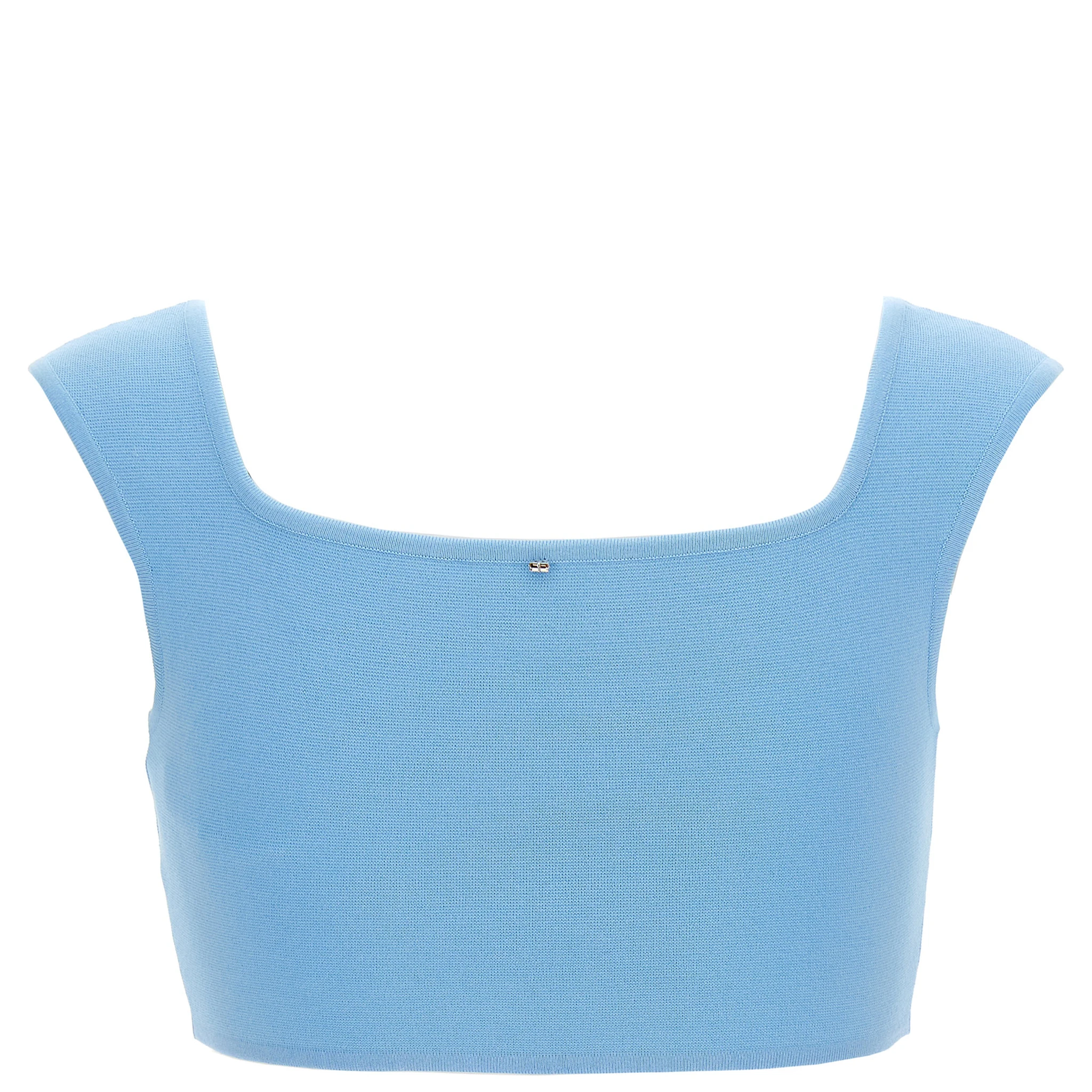 Blue Cotton Sleeveles T-Shirt