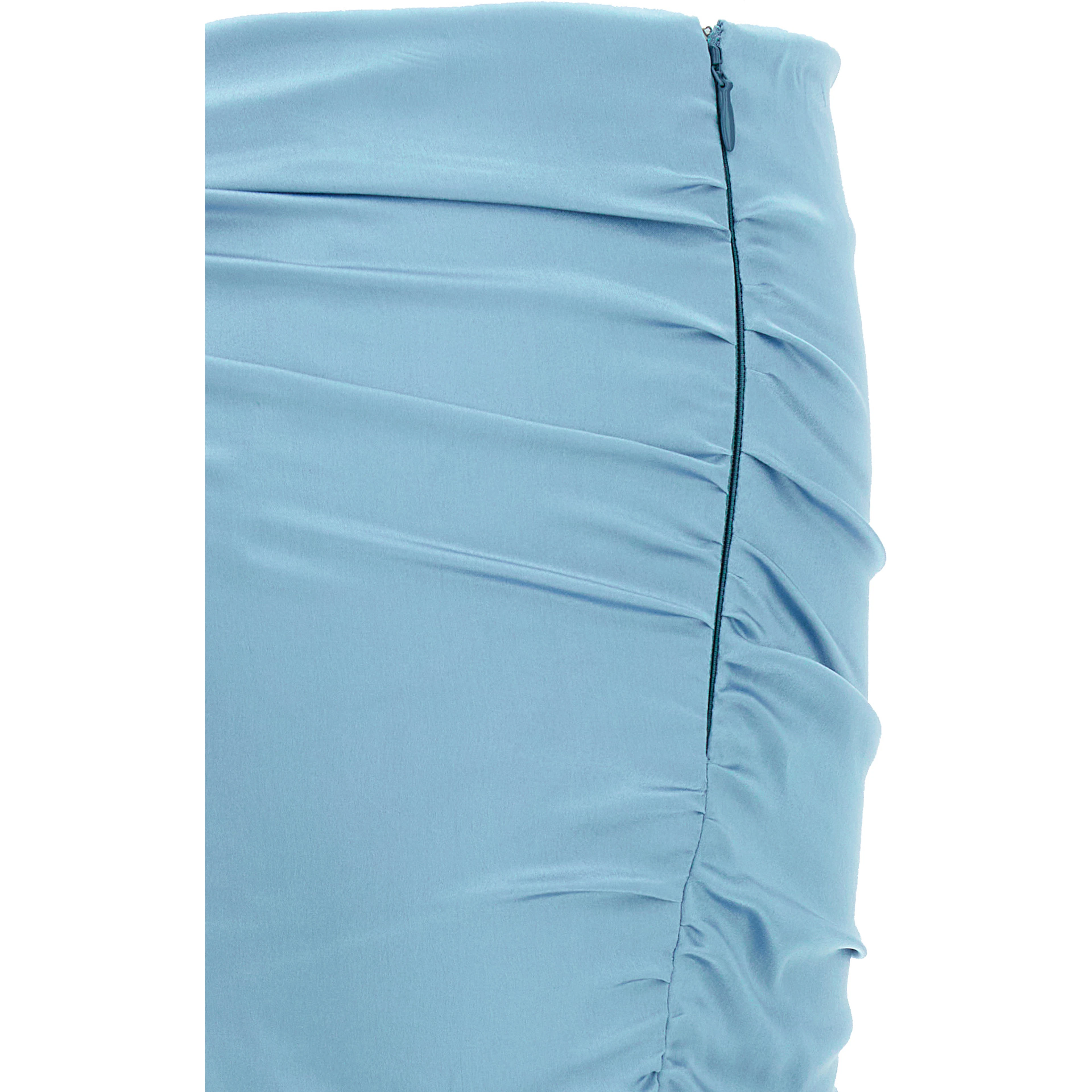 Blue Silk Long Skirt