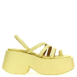 Bicolor Calfskin Stiletto Heel Sandals
