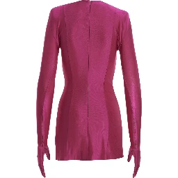 Fuchsia Viscose Short Dress