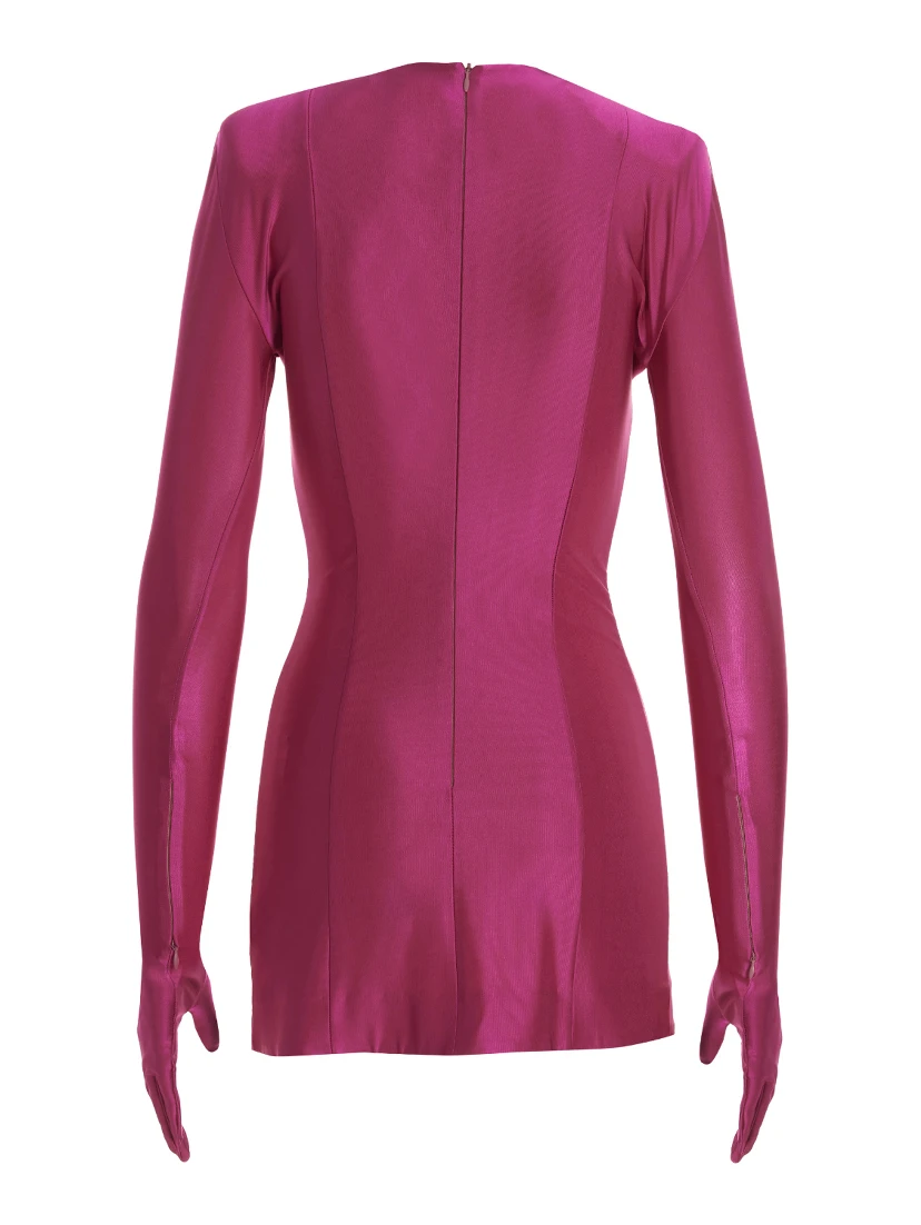 Fuchsia Viscose Short Dress