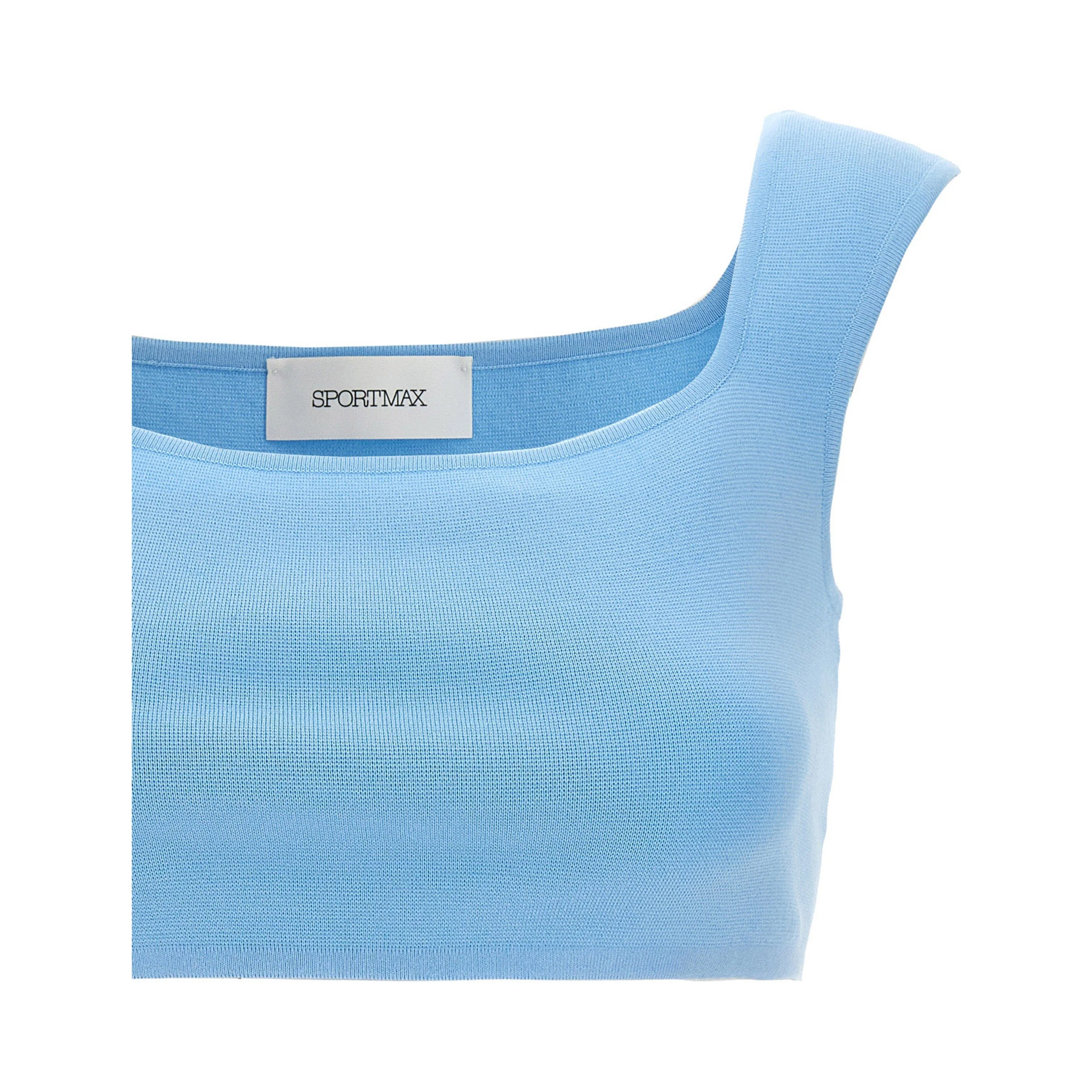 Blue Cotton Sleeveles T-Shirt