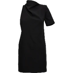 Black Viscose Short Dress
