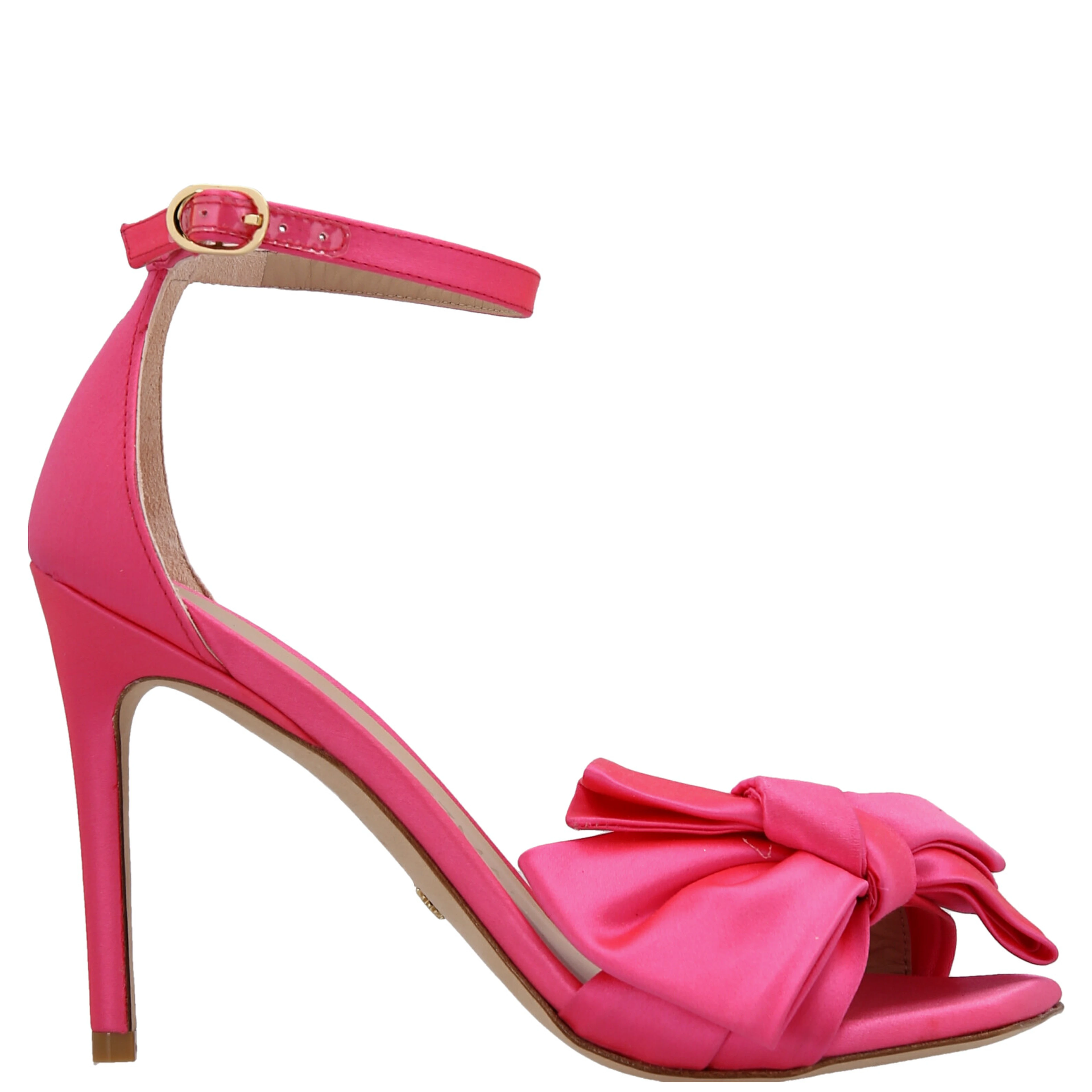 Fuchsia Satin Stiletto Heel Sandals