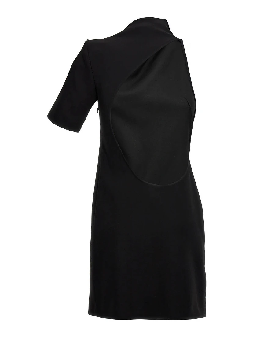 Black Viscose Short Dress