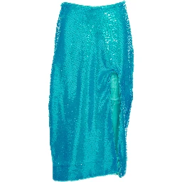 Blue Recycled Polyester Midi Skirt