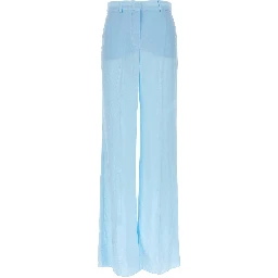 Blue Viscose Casual Pants