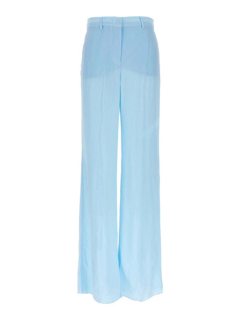 Blue Viscose Casual Pants