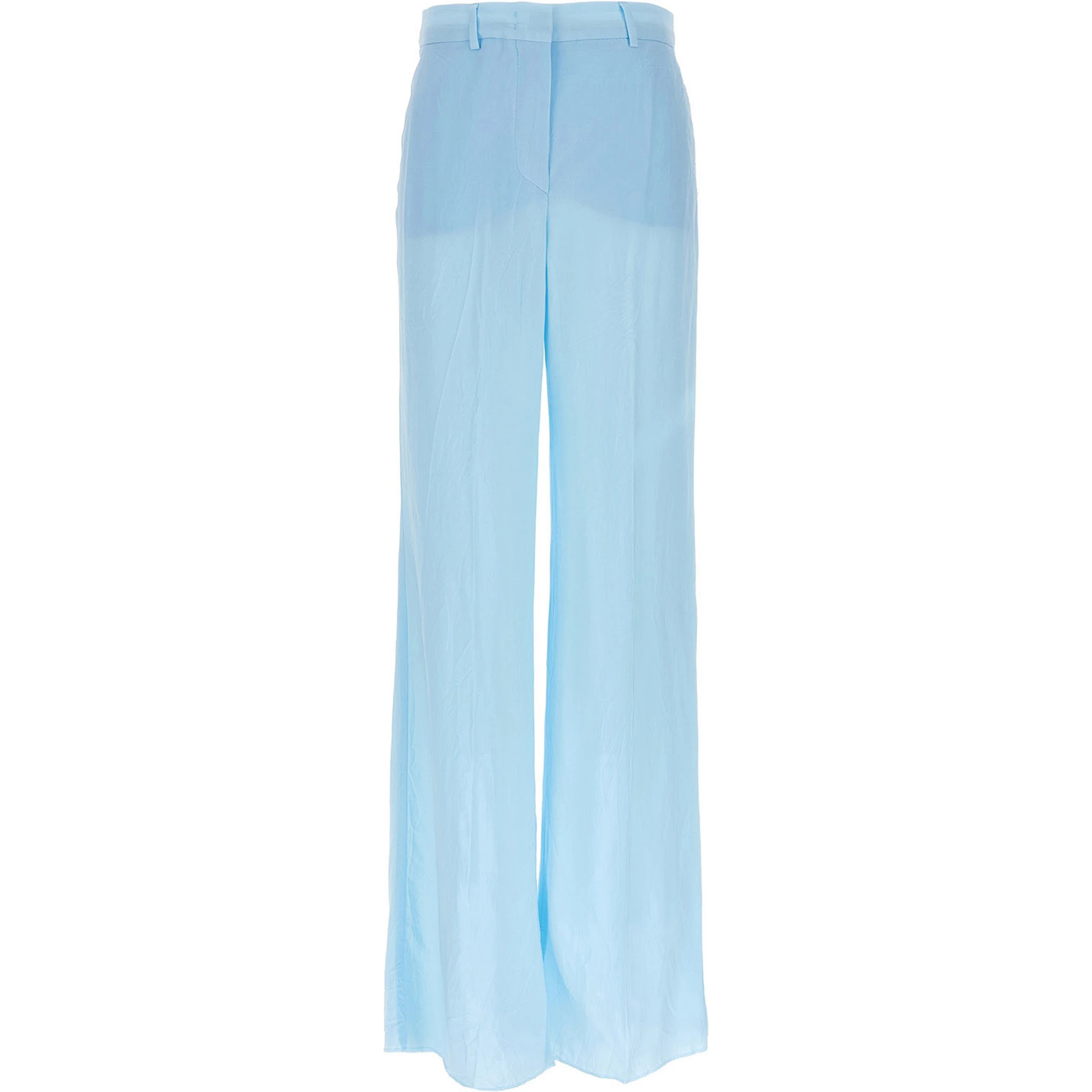 Blue Viscose Casual Pants