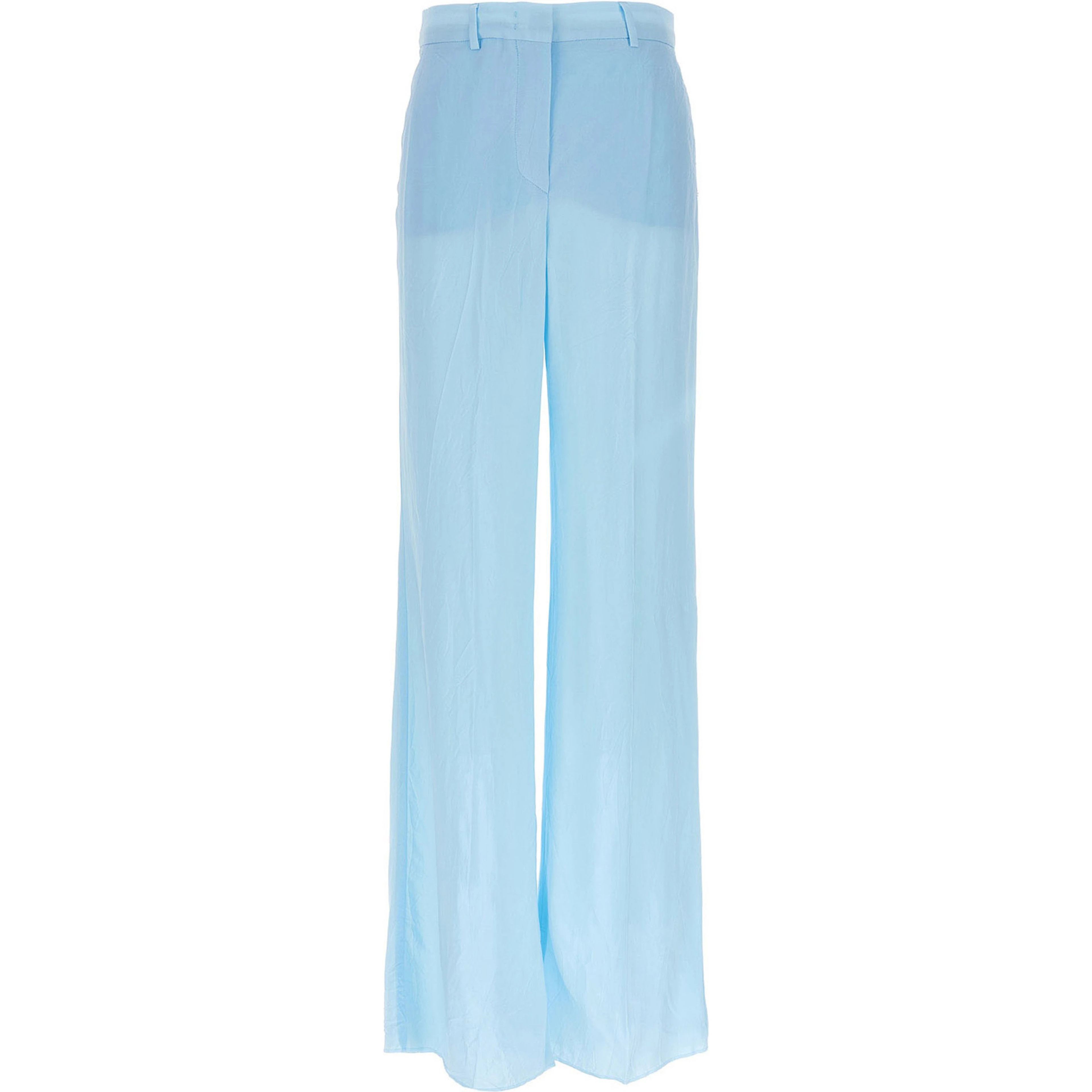 Blue Viscose Casual Pants