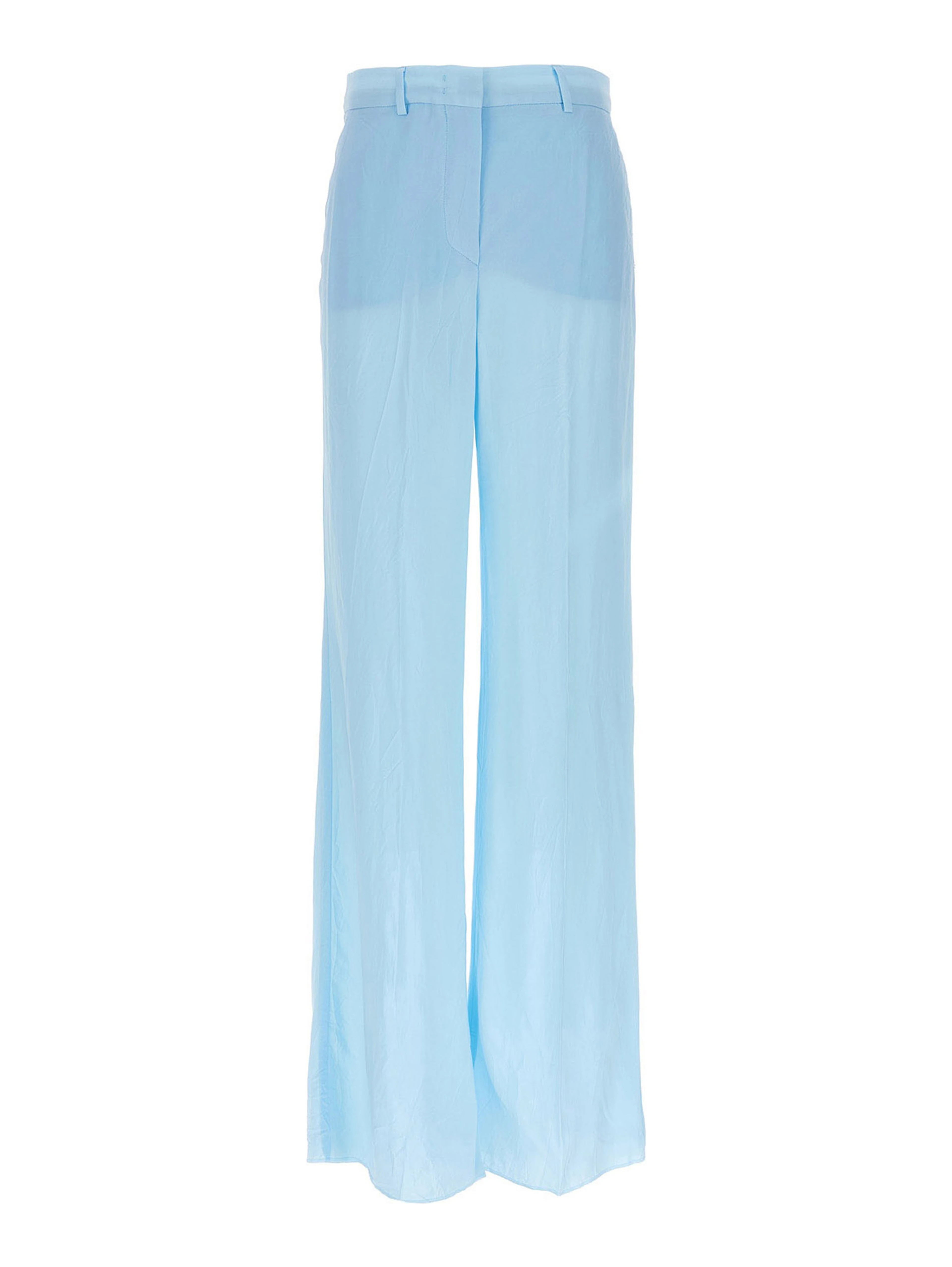 Blue Viscose Casual Pants