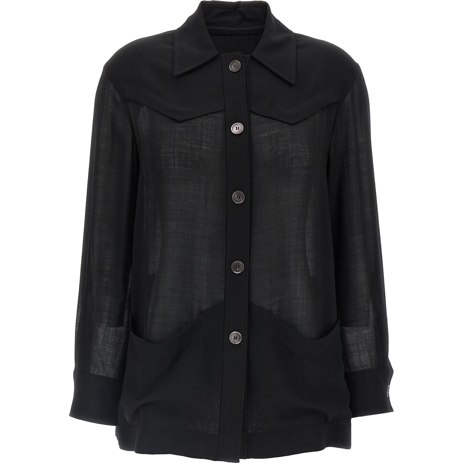 Black Virgin Wool Blouse
