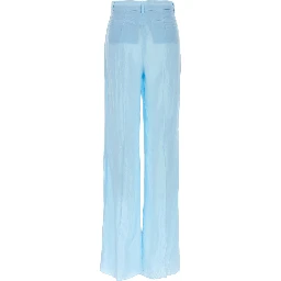 Blue Viscose Casual Pants