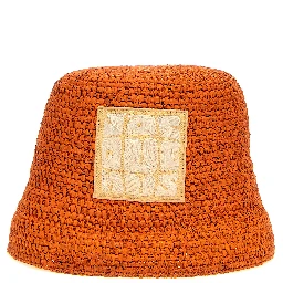 Orange Raffia Bucket Hat