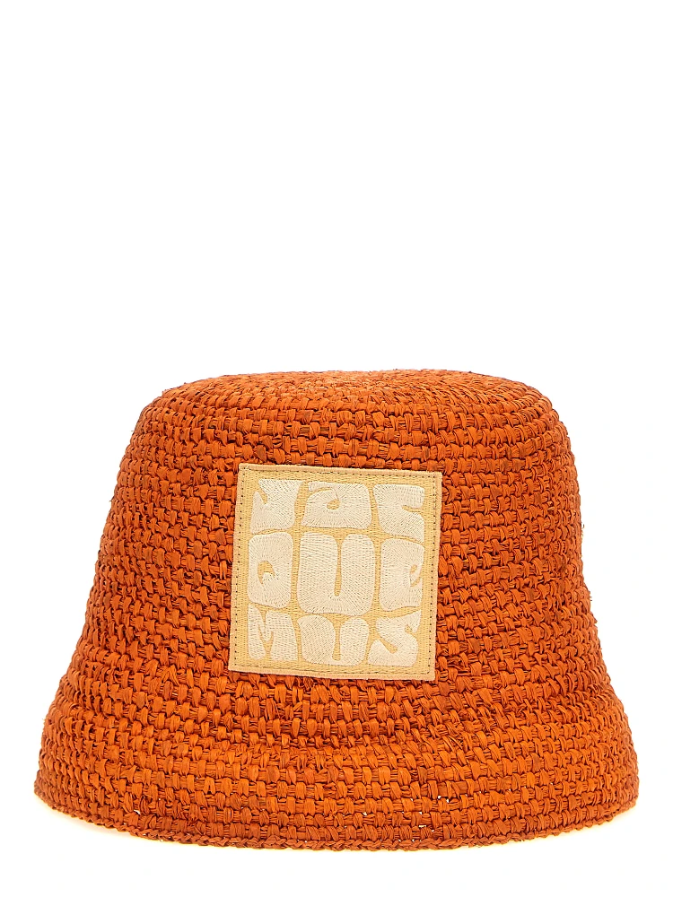 Orange Raffia Bucket Hat