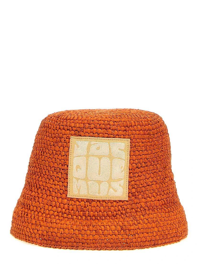 Orange Raffia Bucket Hat