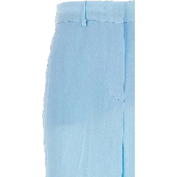 Blue Viscose Casual Pants
