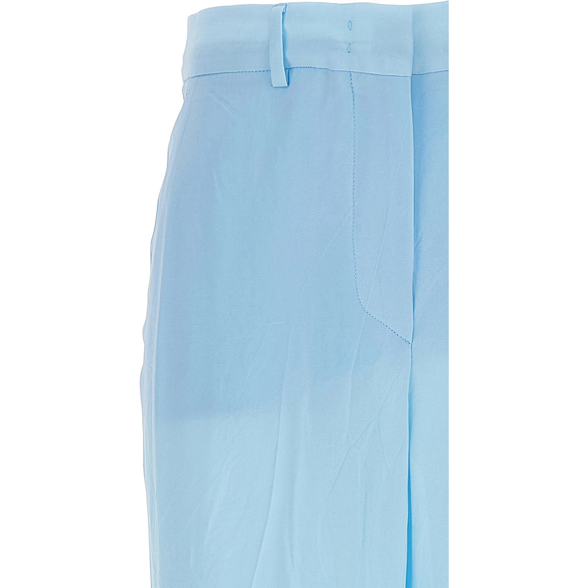 Blue Viscose Casual Pants
