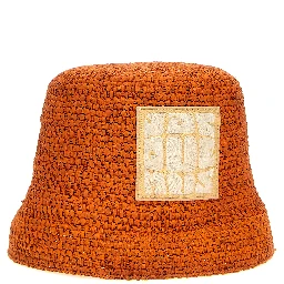 Orange Raffia Bucket Hat