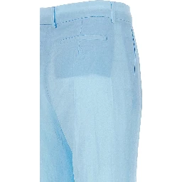 Blue Viscose Casual Pants