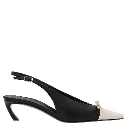 Bicolor Goatskin Mid Heel Pumps