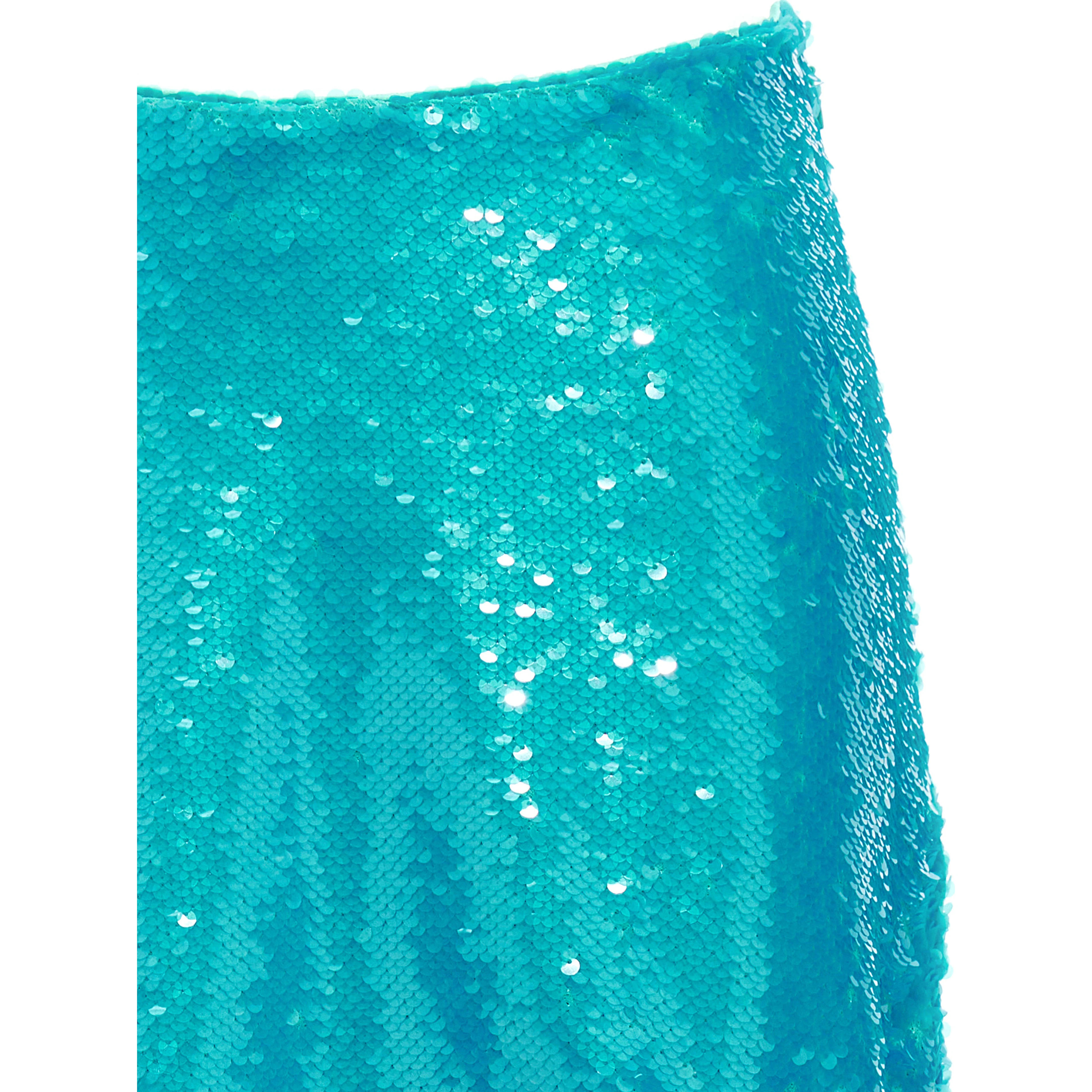 Blue Recycled Polyester Midi Skirt