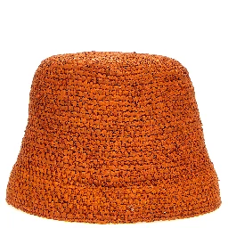 Orange Raffia Bucket Hat
