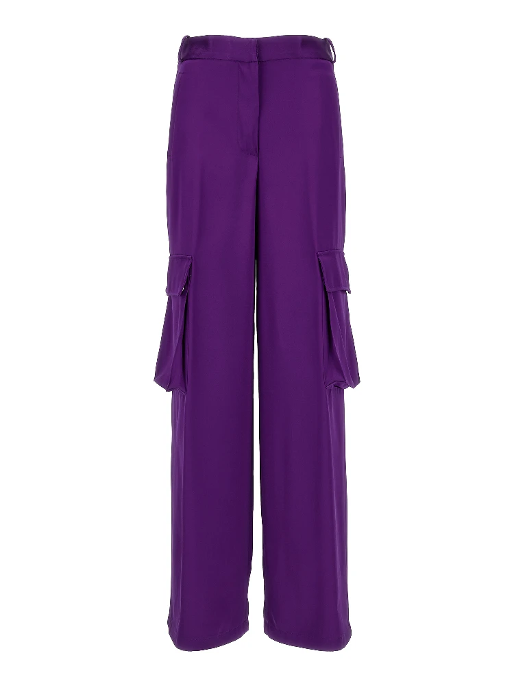 Purple Viscose Cargo Pants