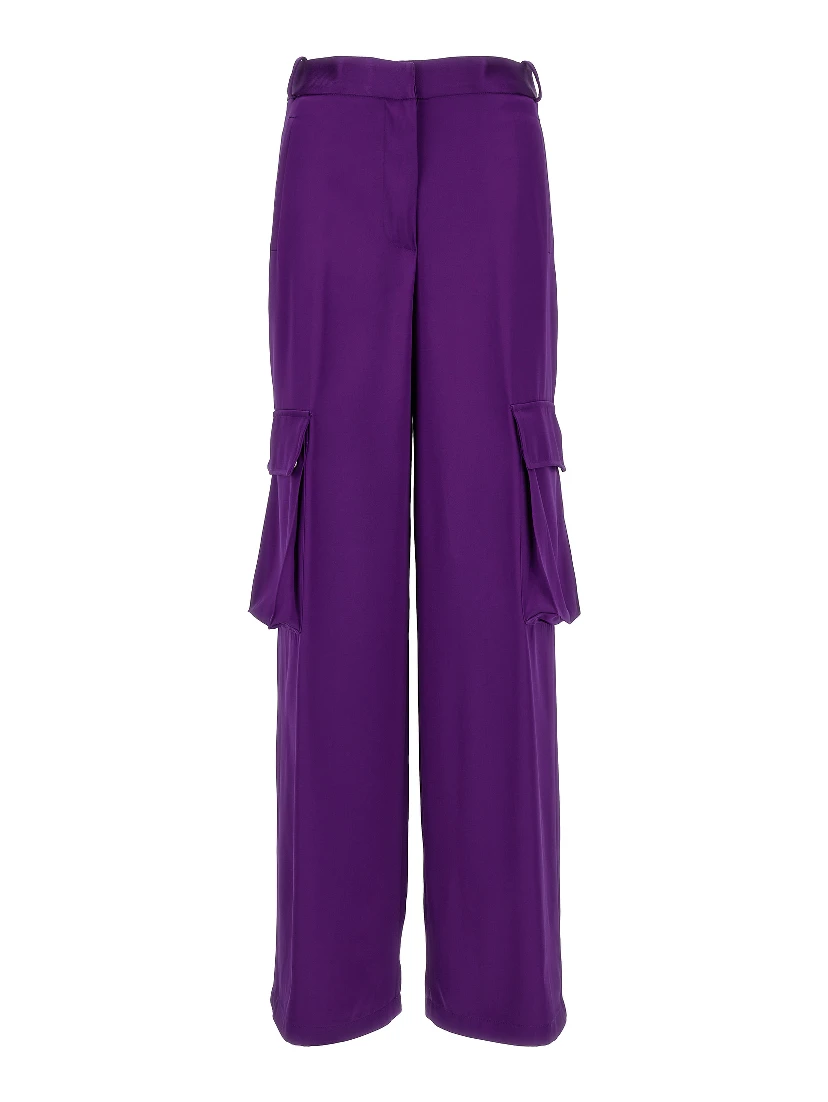 Purple Viscose Cargo Pants