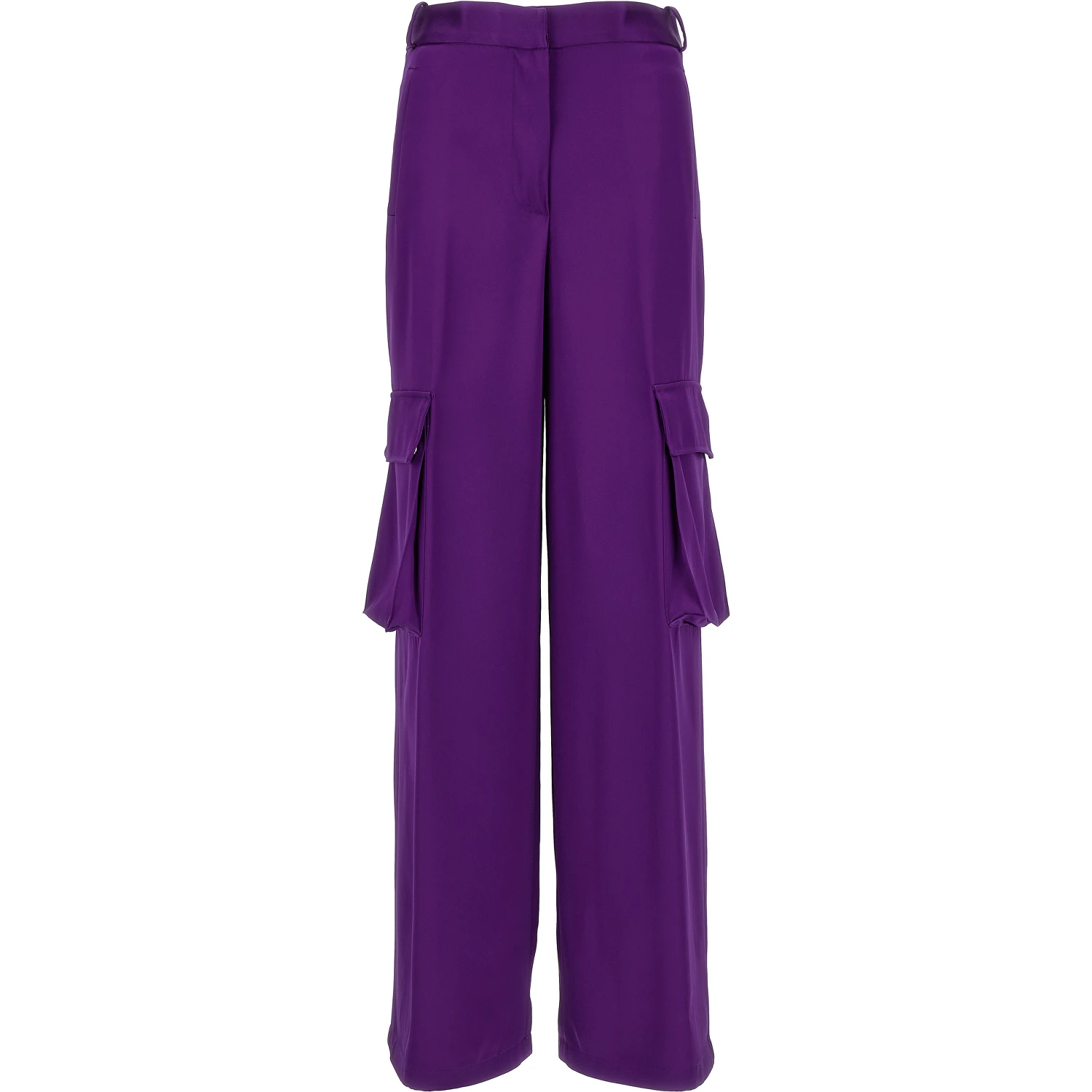 Purple Viscose Cargo Pants