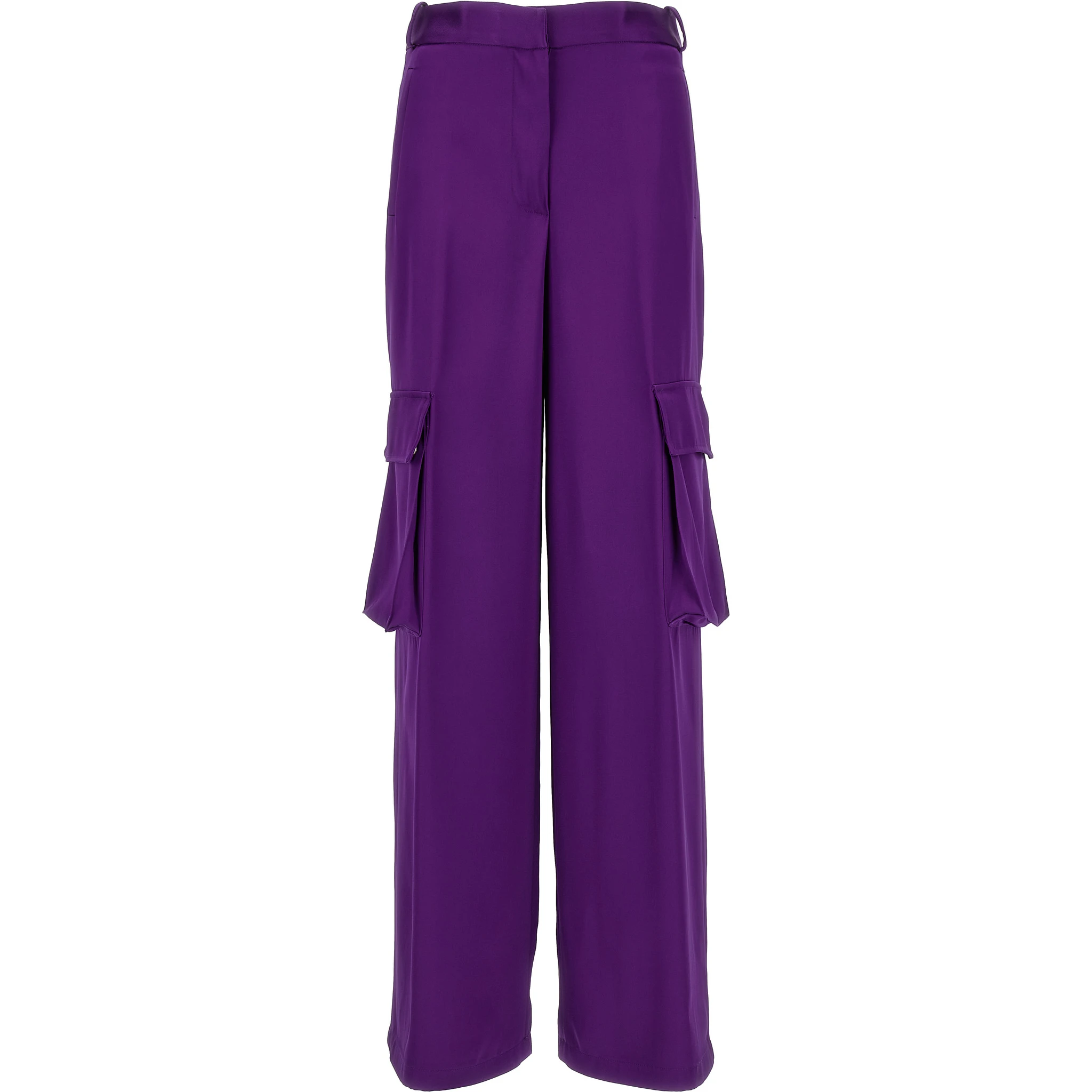 Purple Viscose Cargo Pants
