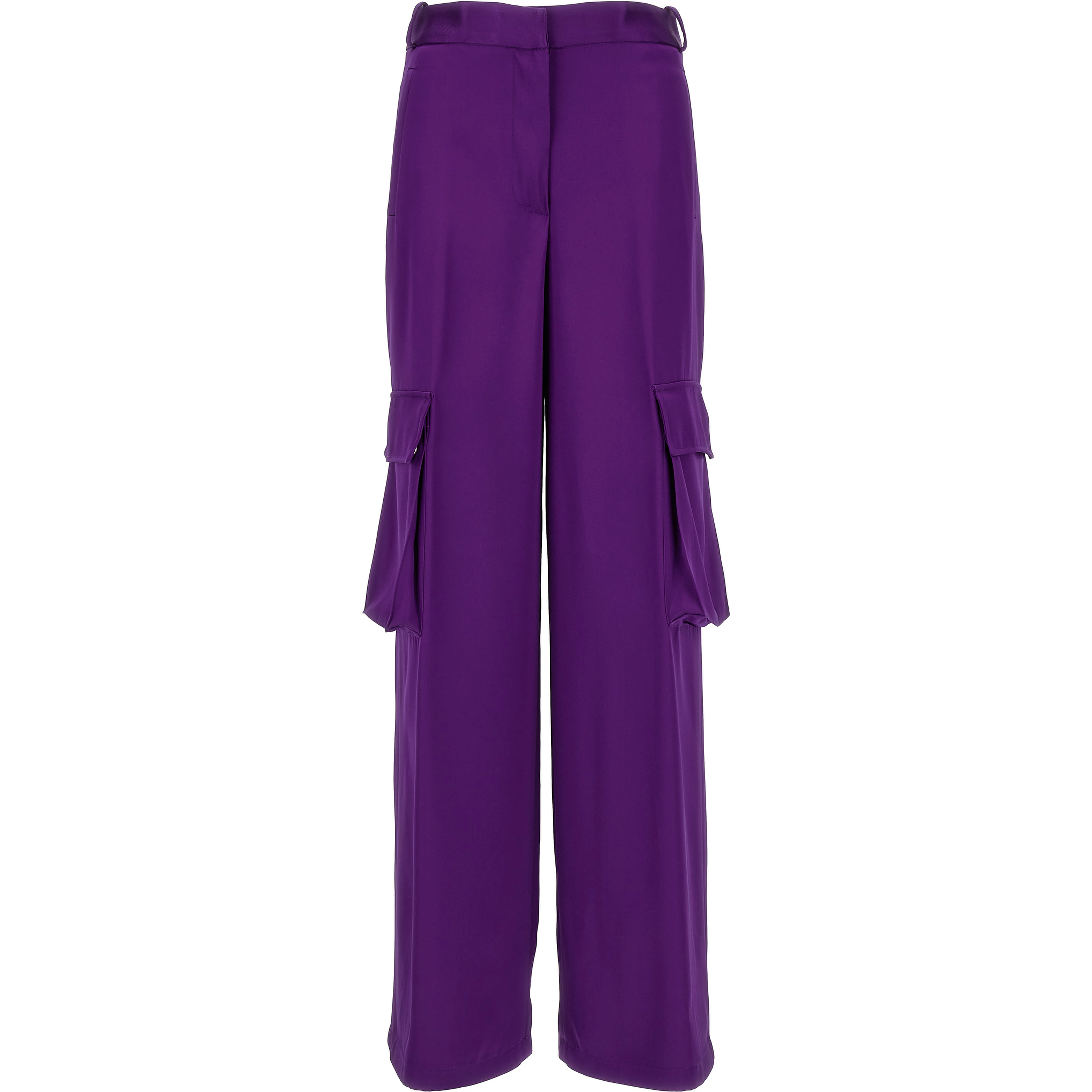 Purple Viscose Cargo Pants