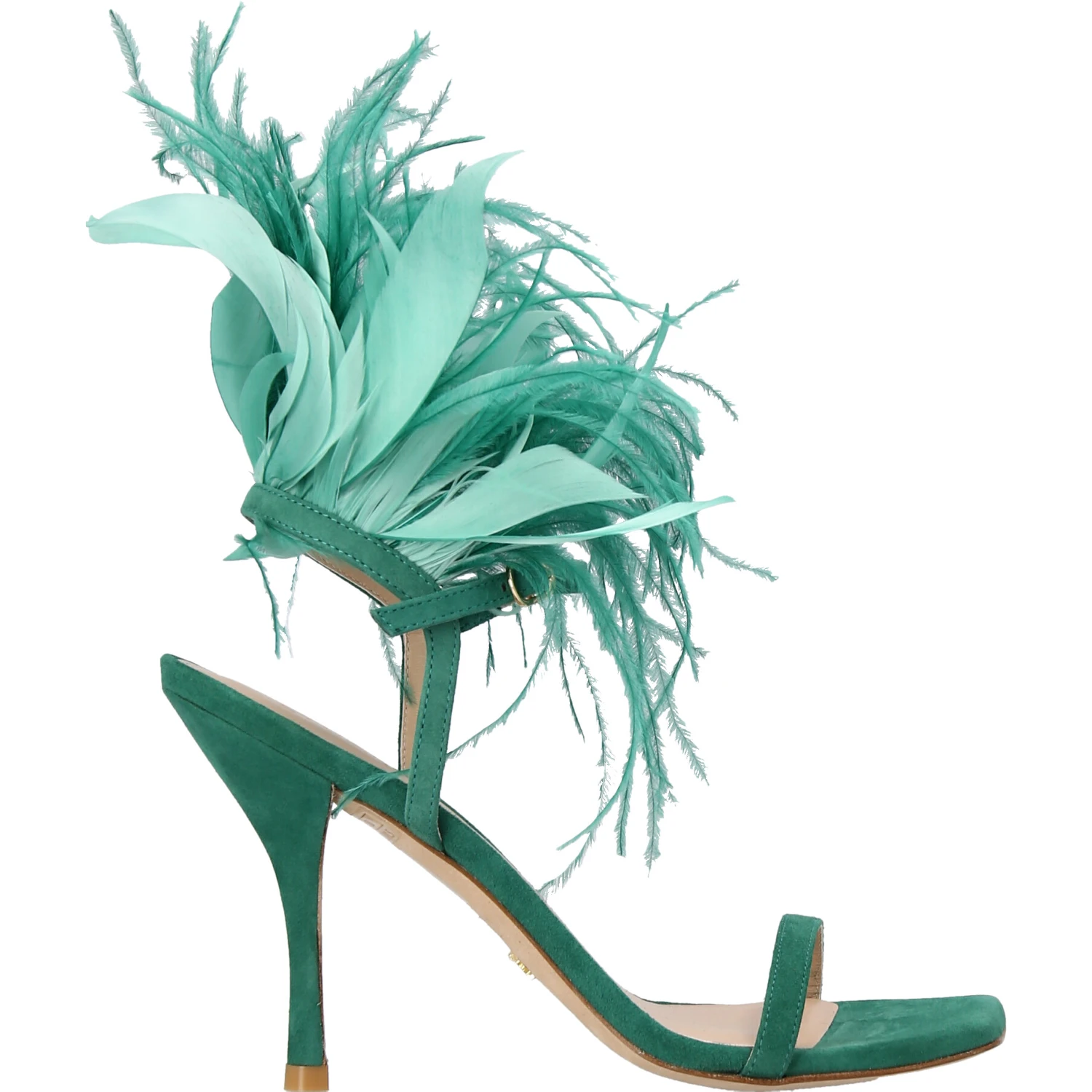 Bicolor Suede Leather Stiletto Heel Sandals