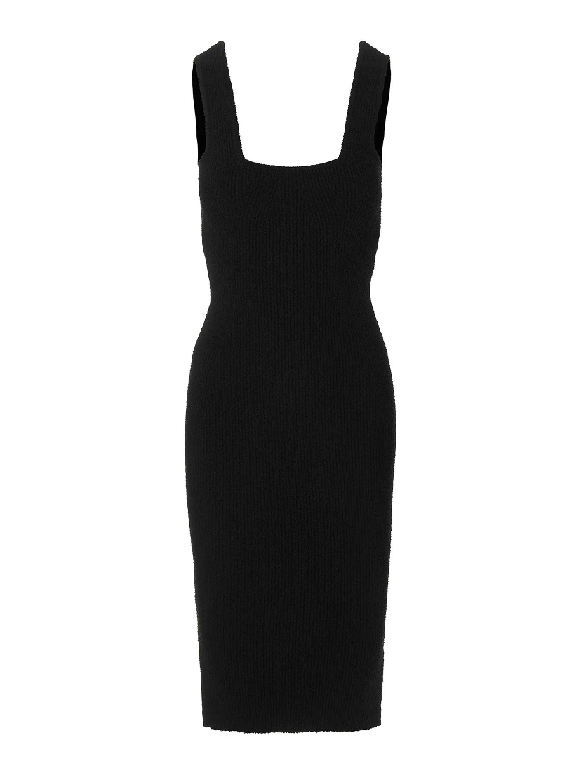 Black Cotton Midi Dress