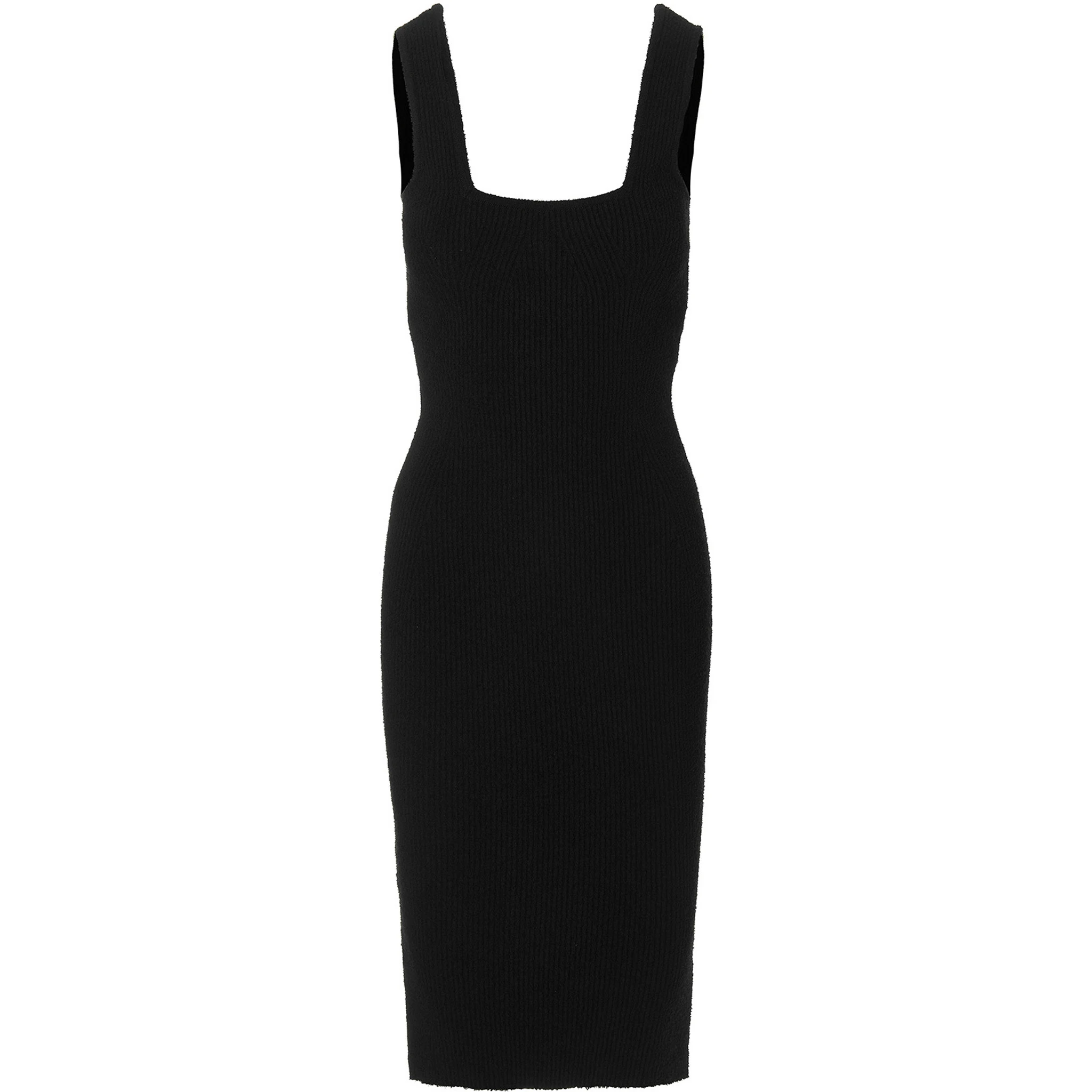 Black Cotton Midi Dress