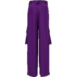 Purple Viscose Cargo Pants
