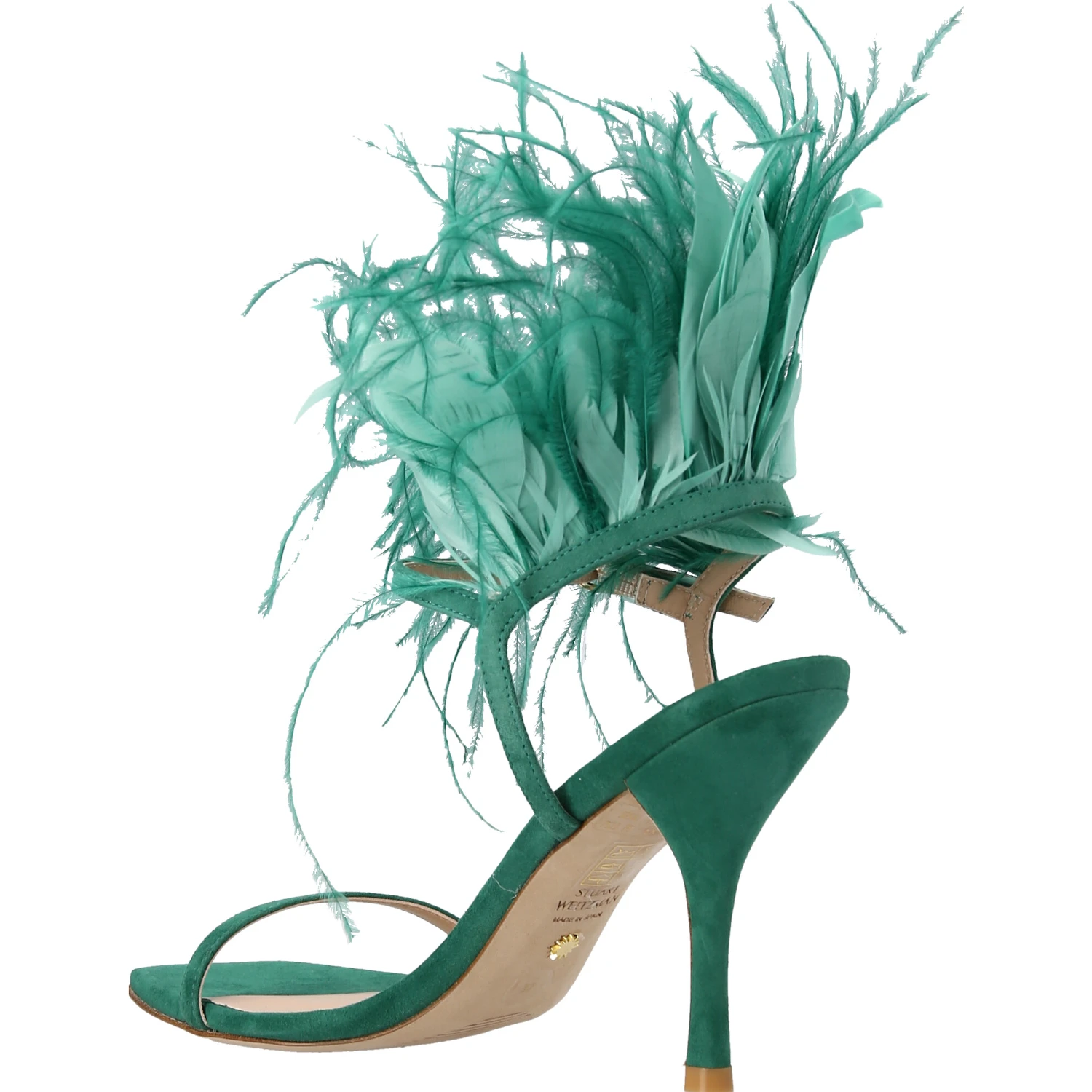 Bicolor Suede Leather Stiletto Heel Sandals