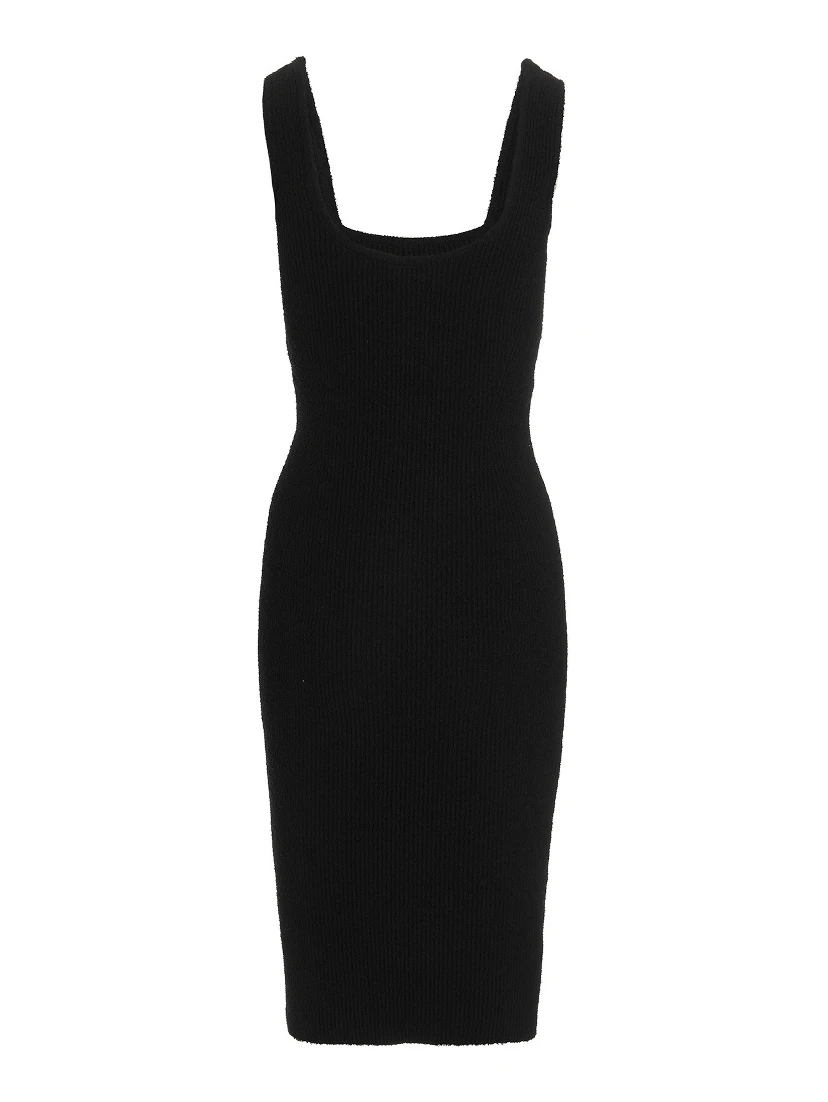 Black Cotton Midi Dress