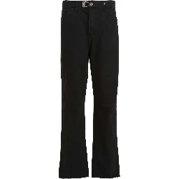 Gray Cotton Straight-Leg Jeans