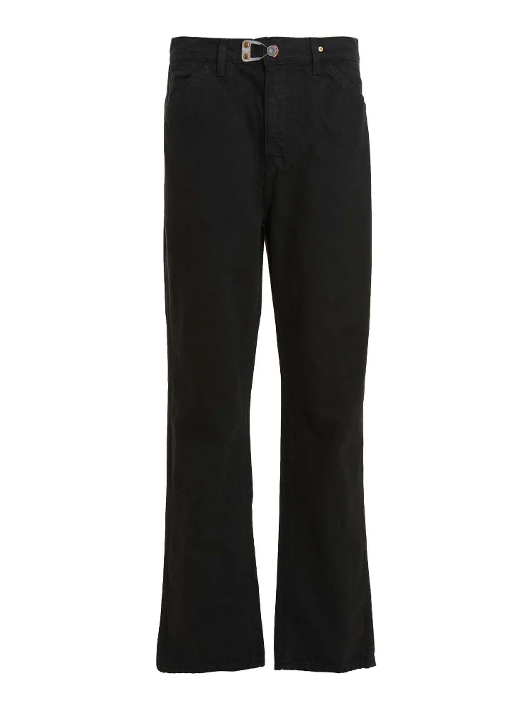 Gray Cotton Straight-Leg Jeans