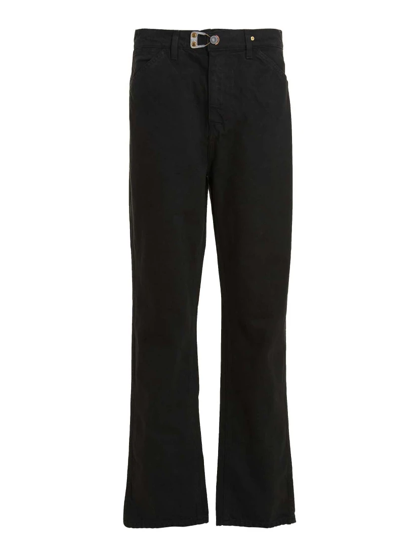 Gray Cotton Straight-Leg Jeans