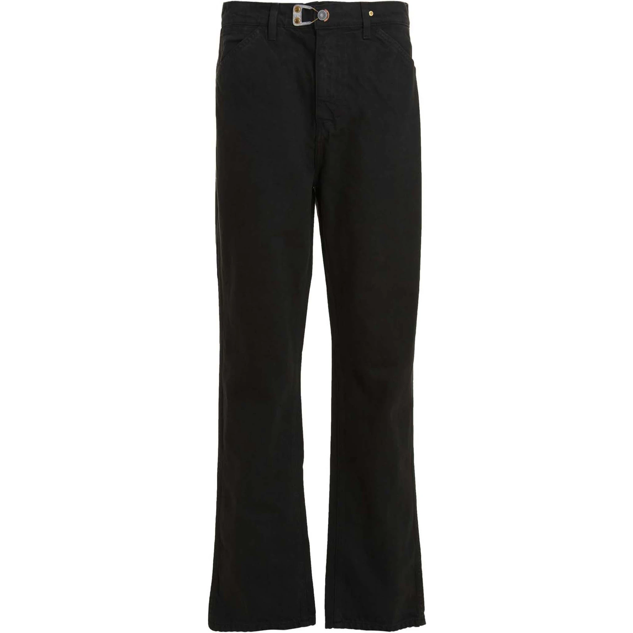 Gray Cotton Straight-Leg Jeans
