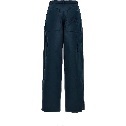 Blue Polyester Cargo Pants