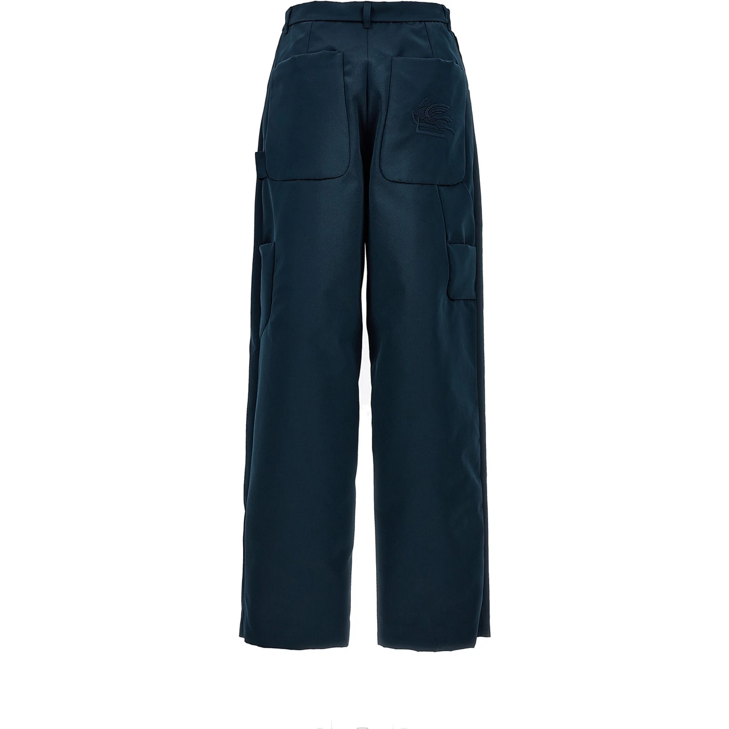 Blue Polyester Cargo Pants